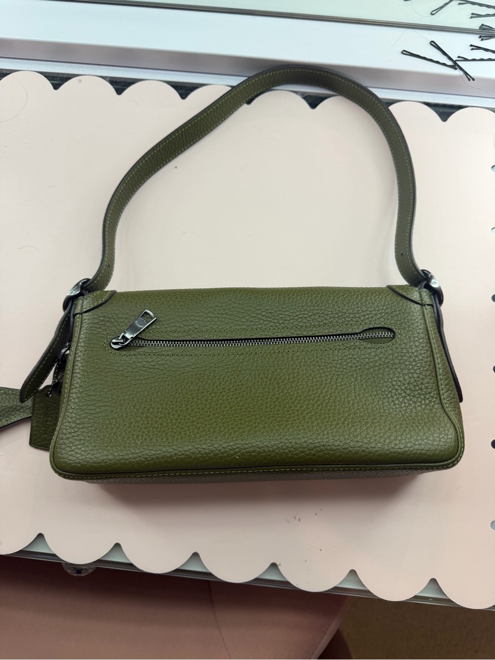 Coach Olive Etta Small Flap Leather Shoulder Bag - Picture 5 of 10